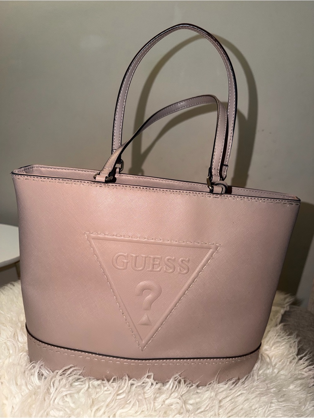 GUESS Powder Pink Embossed Logo Tote